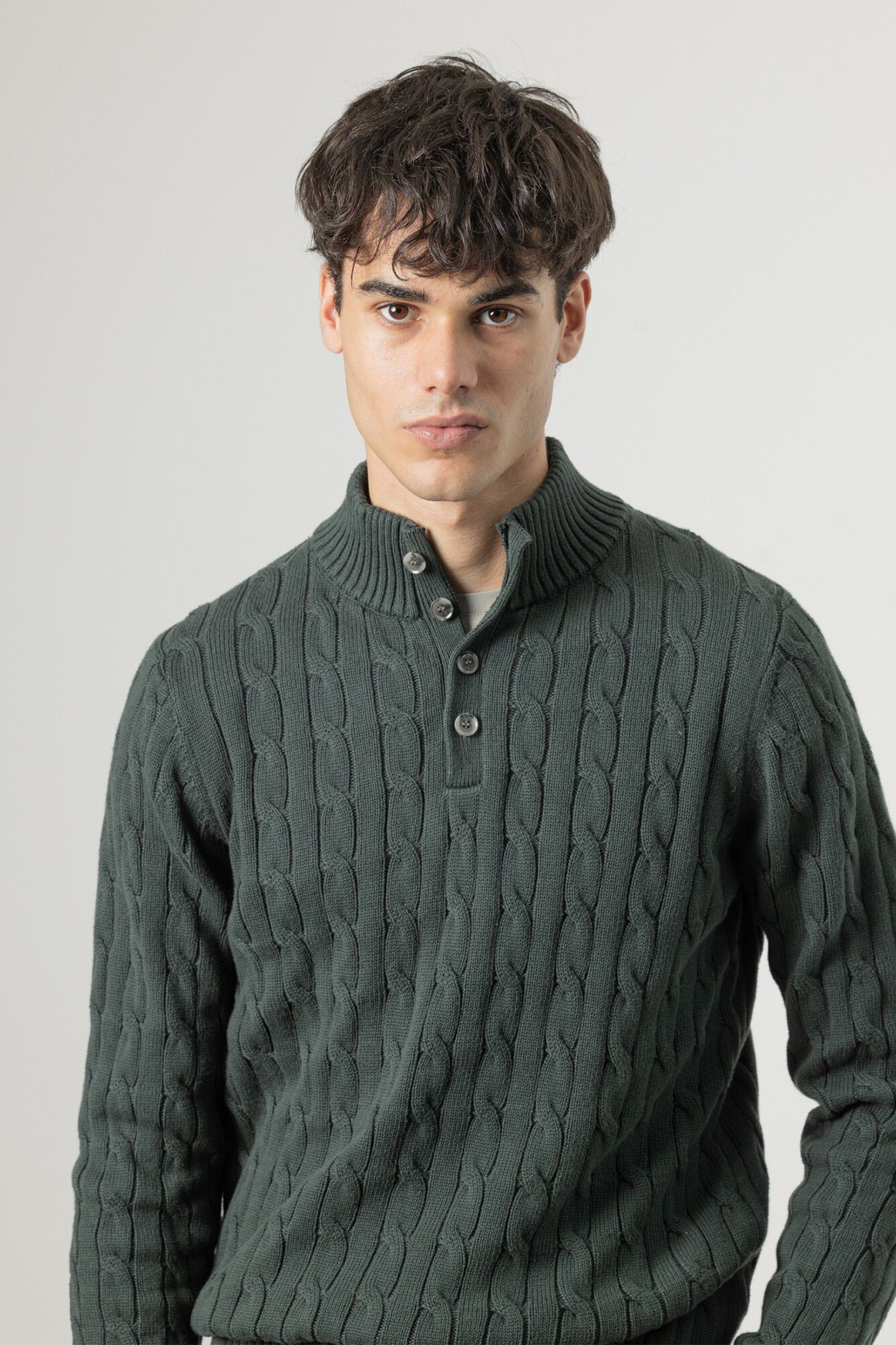 PuroEGO Camisola de malha de oitos gola mock