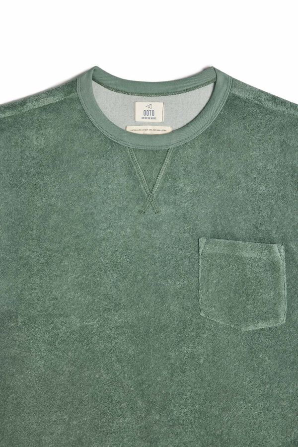 Cortefiel Round neck sweatshirt with pocket Green