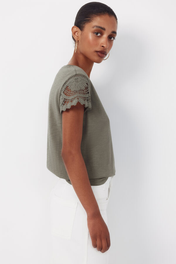 Cortefiel Manga manga crochet Verde