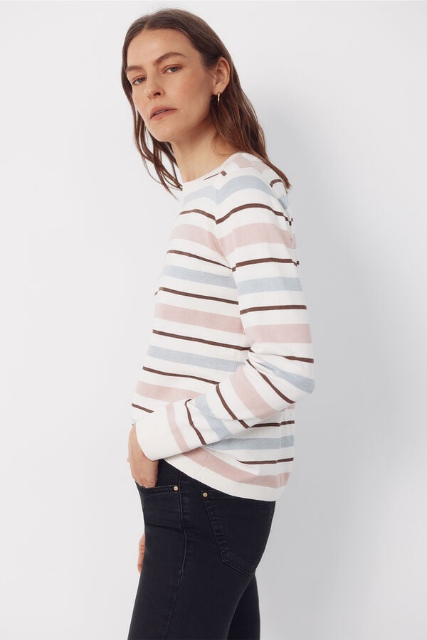 Cortefiel Striped jersey-knit jumper Pink