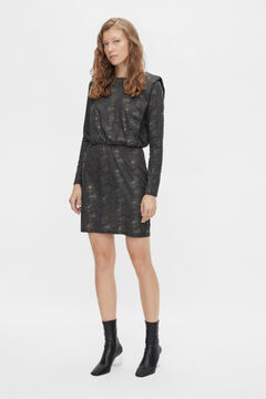 Cortefiel Short dress with long sleeves Black