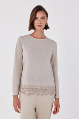 Cortefiel Guipure hem T-shirt Nude
