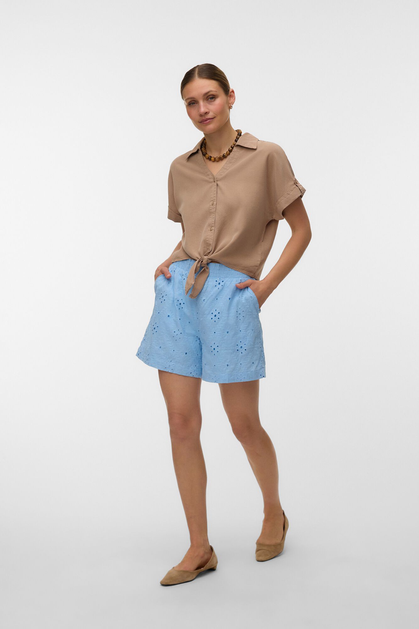 Vero Moda Camisa em tencel com n&oacute; frontal