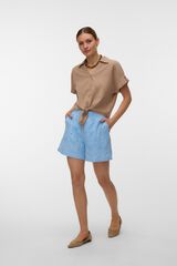 Vero Moda Camisa em tencel com n&oacute; frontal Castanho
