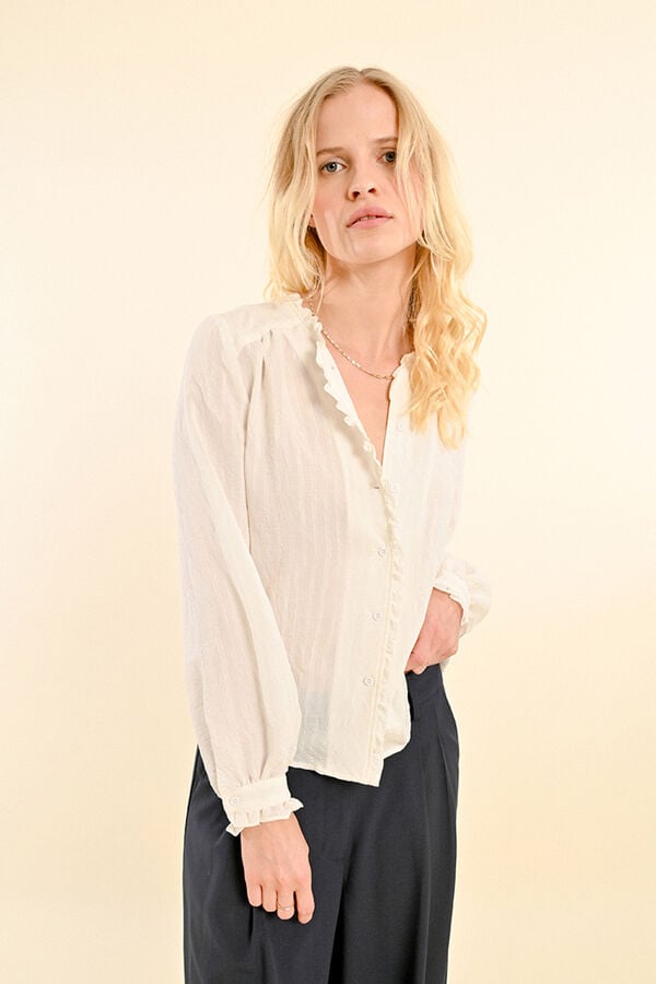 Lefties Camiseta Blanca Manga Abullonada Flores Hibuy (Vestido