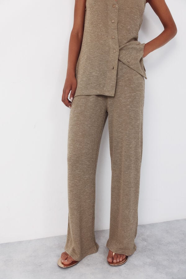 Cortefiel Jersey-knit trousers Kaki