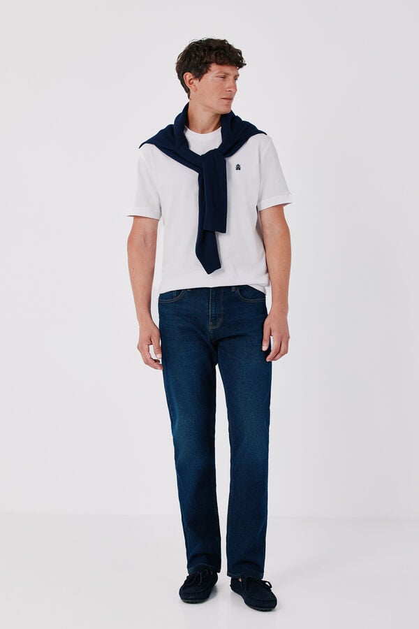 Cortefiel Piqu&eacute; fabric basic T-shirt White