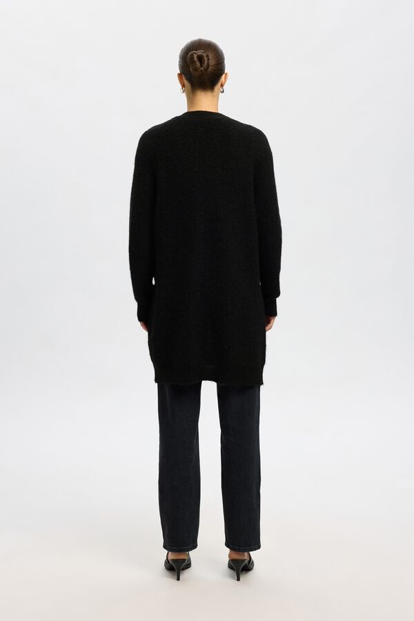 Selected Casaco de malha comprido em l&atilde; e alpaca Preto