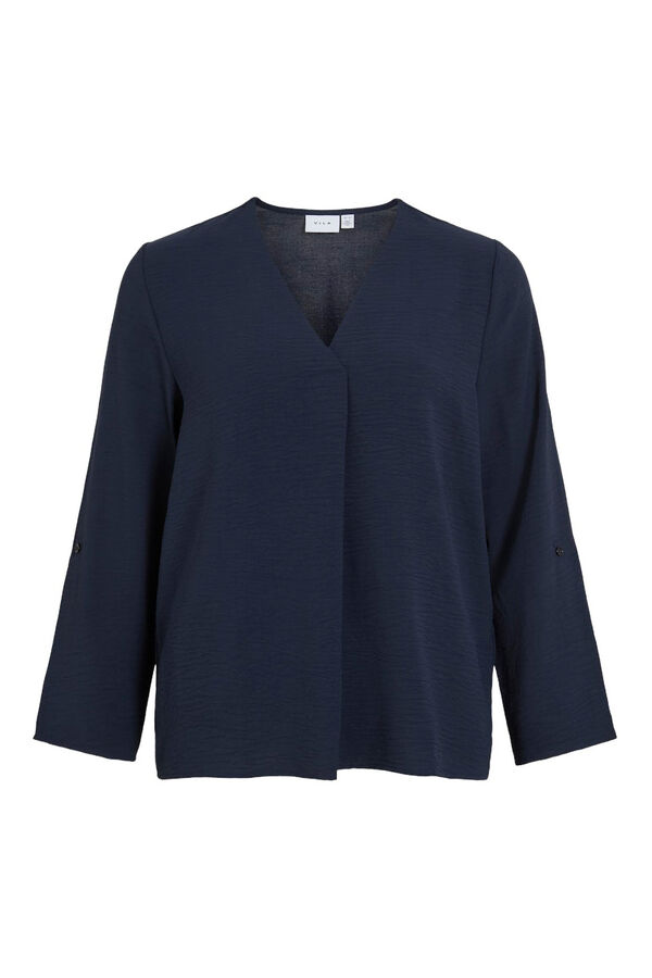 Vila Blusa manga m&eacute;dia Azul