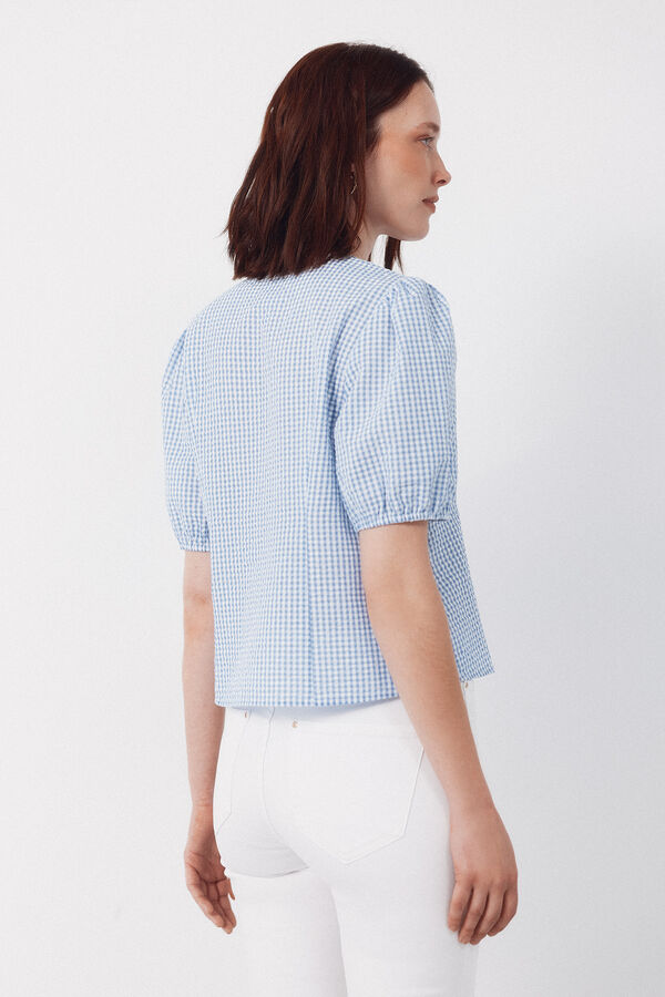 Cortefiel gingham blouse Blue
