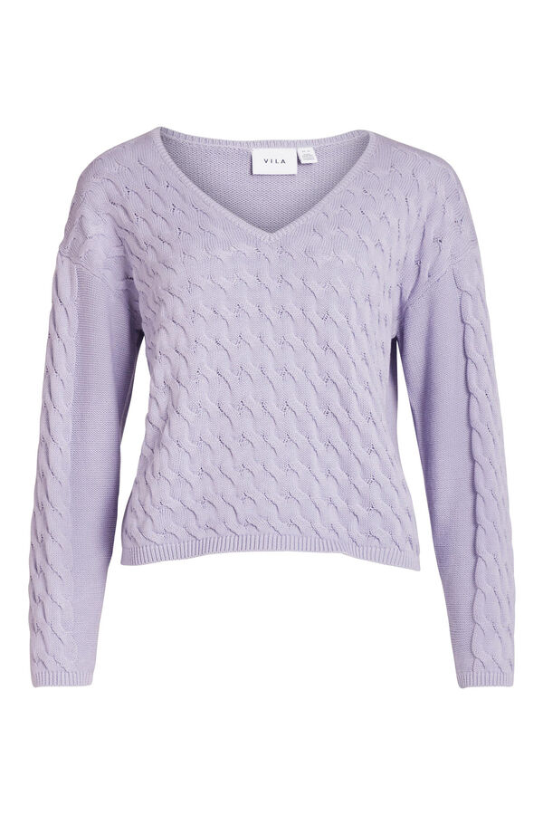 Cortefiel Cable knit jumper Lilac