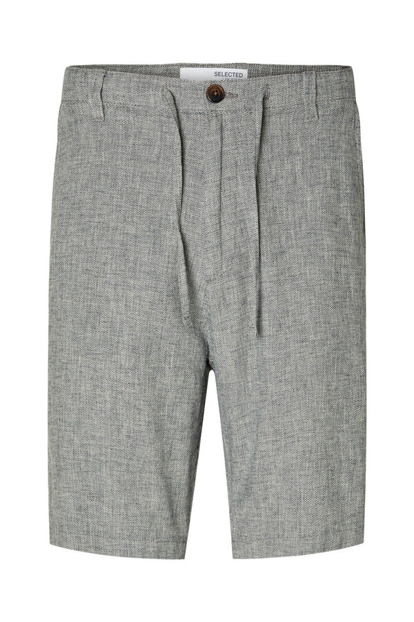 Cortefiel Pantalón chino corto confeccionado con lino y algodón orgánico. Gris oscuro