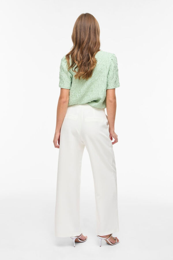 Vila High-waisted wide leg trousers White