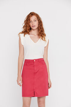 Cortefiel Denim skirt with central slit Plum