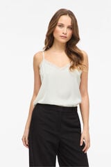 Vila Top de lingerie acetinado com renda Branco