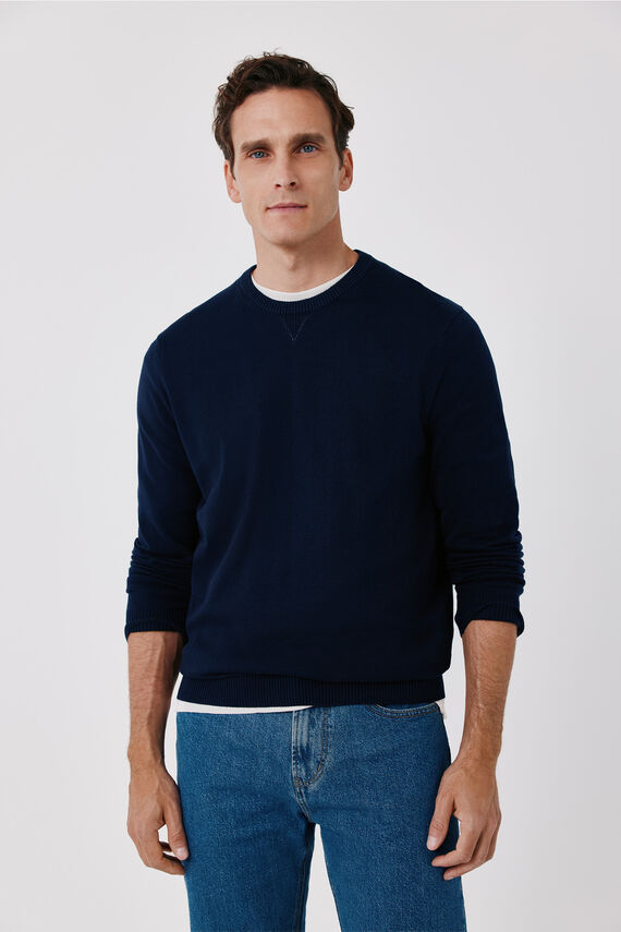 Jersey punto fino algodón cuello redondo