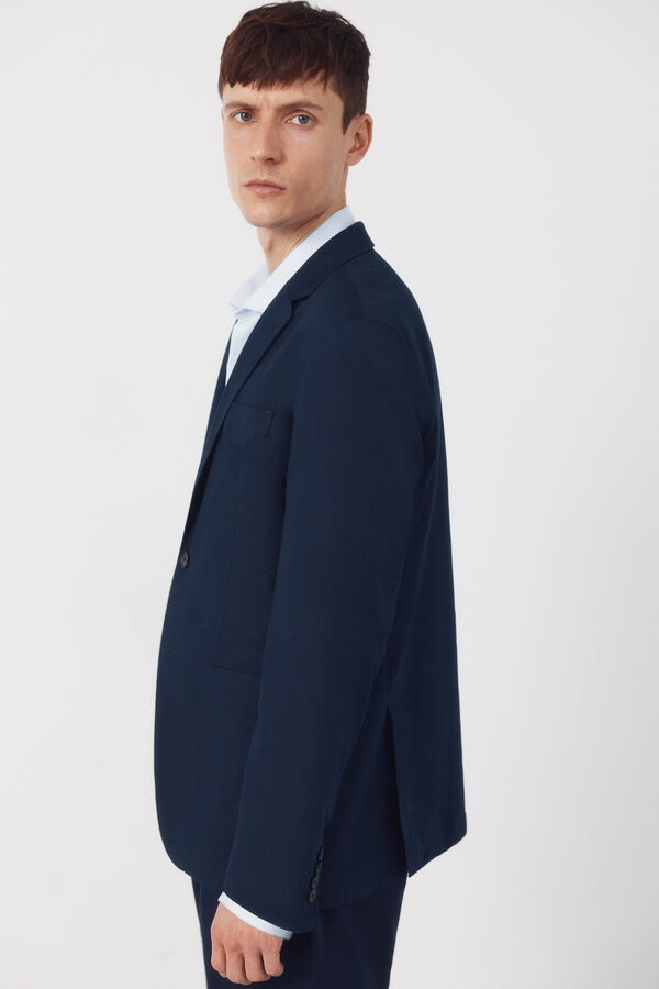 Cortefiel Blazer coordenado em mistura de linho Azul