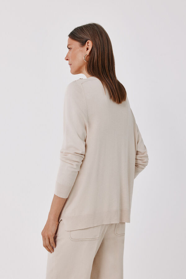 Cortefiel Jersey charreteras hombro Marfil