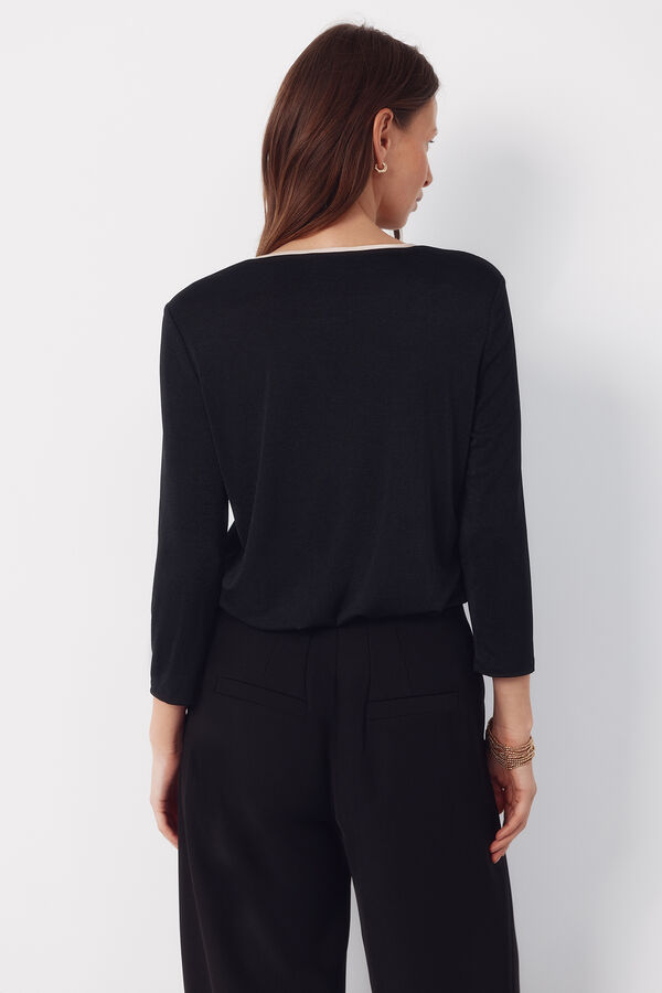 Cortefiel Top teardrop contrast Black