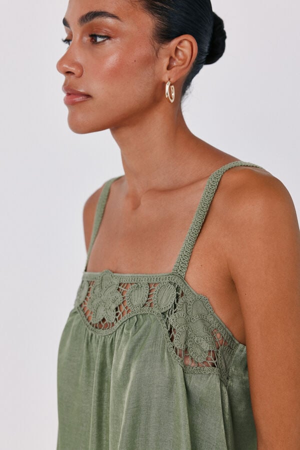 Cortefiel Vestido acetinado de lingerie Tostado
