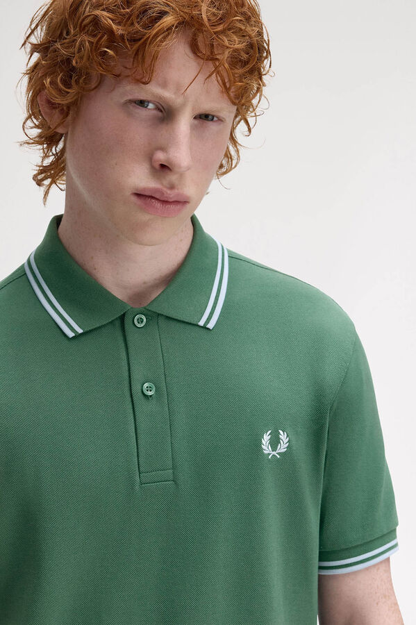 Fred Perry Polo piqué masculina de manga curta Verde