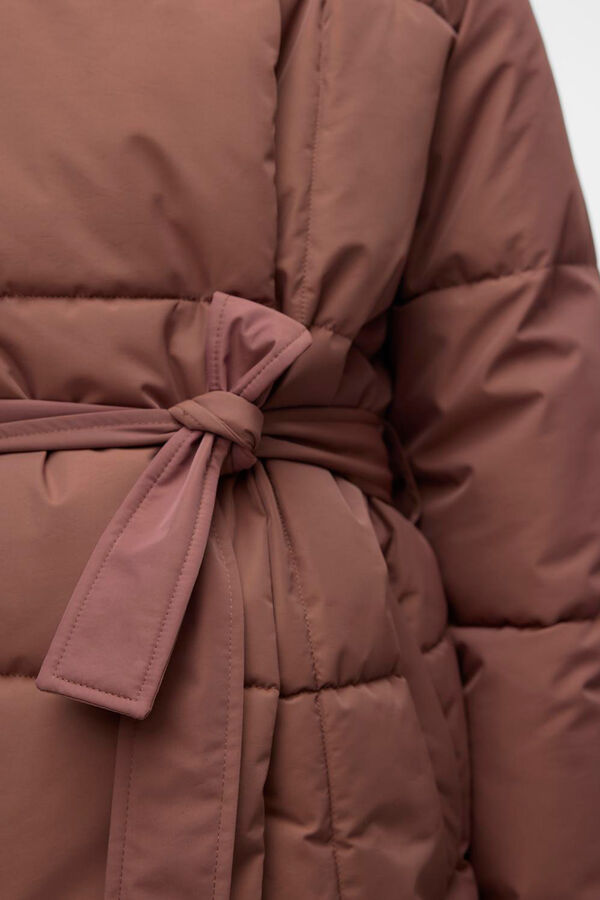 Cortefiel Short puffer jacket with belt  Brown