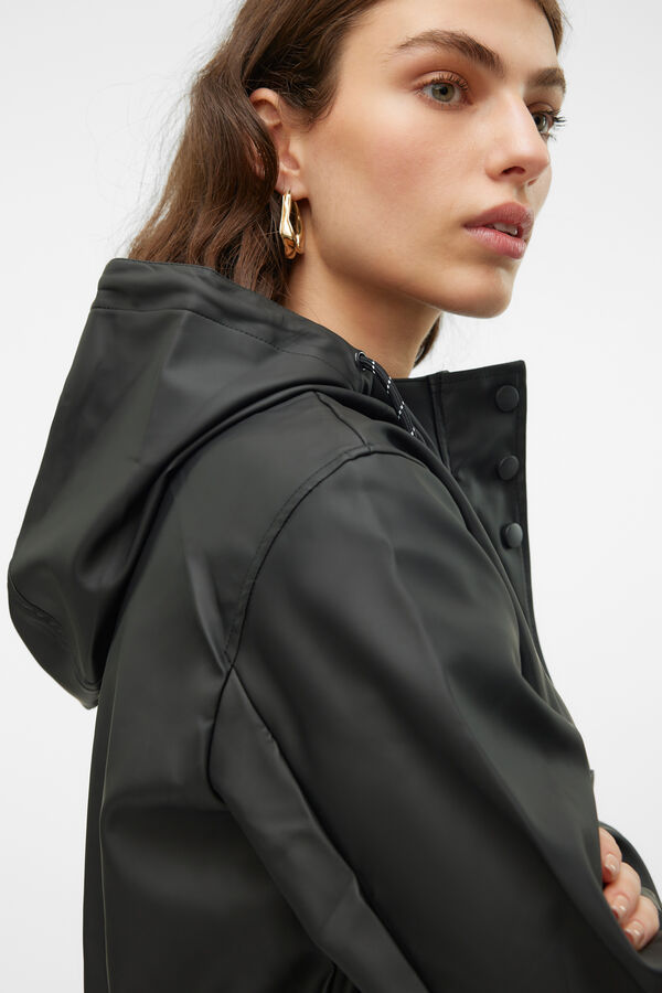 Vero Moda Impermeável de manga comprida com capuz Preto