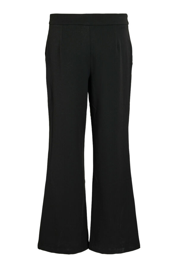 Vila Long trousers with side buttons Black