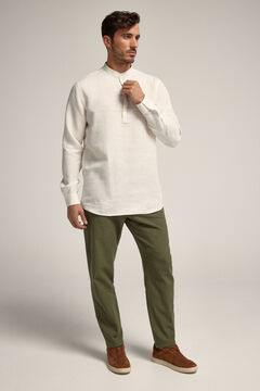 Cortefiel Camisa de manga comprida 100% linho Branco