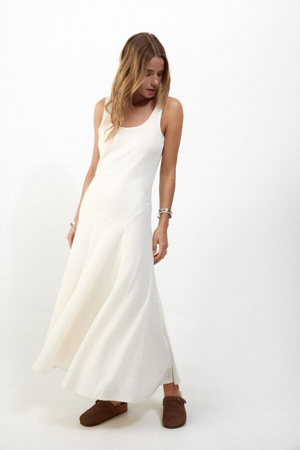 Slowlove Vestido tirantes estructura Marfil