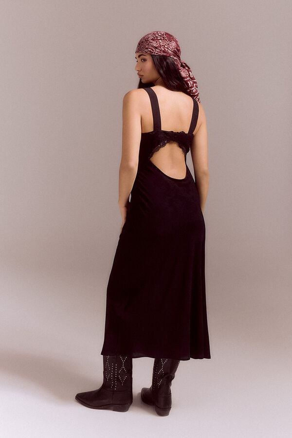 Cortefiel Black slip dress Black