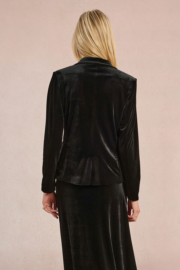 Molly Bracken Blazer de veludo com gola e lapela Preto