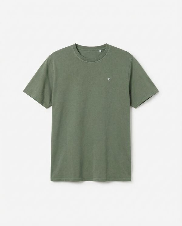 OOTO T-shirt b&aacute;sica lavada Verde