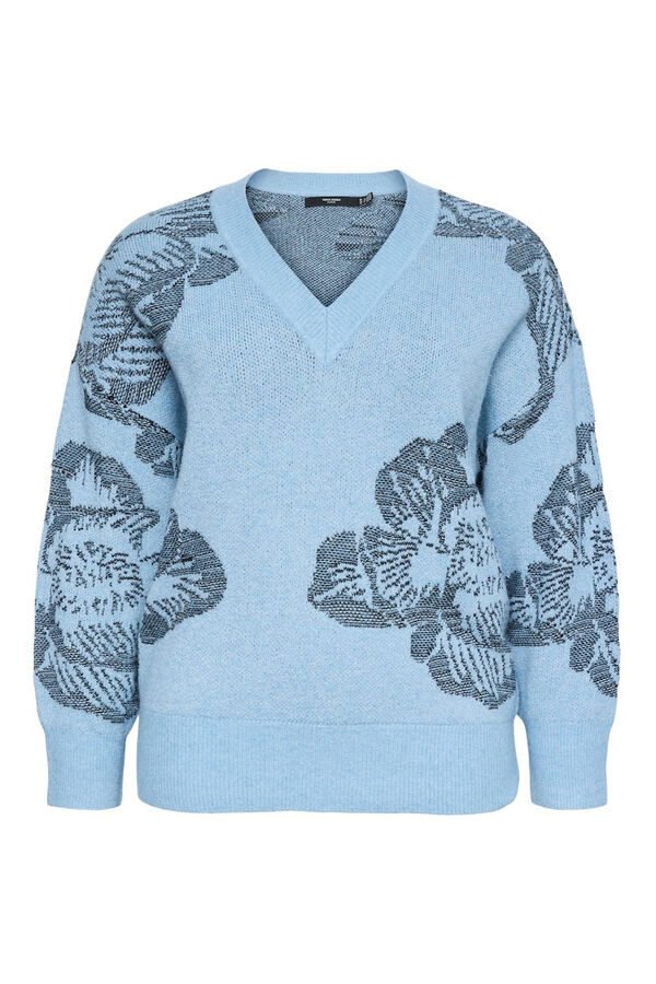 Vero Moda Curve Suéter de gola manga comprida com decote em bico curvo Azul