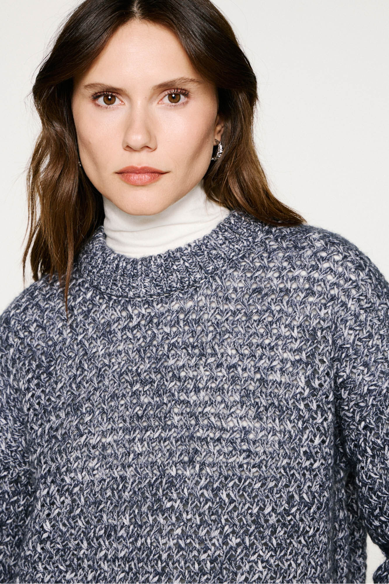 Selected Camisola de gola caixa de algod&atilde;o org&acirc;nico