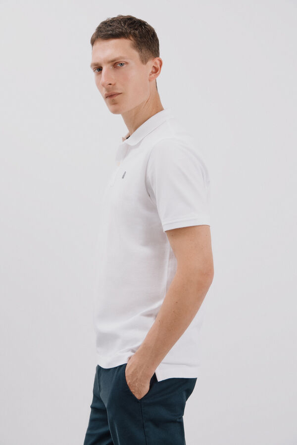 Cortefiel Essential slim fit piqué polo shirt White