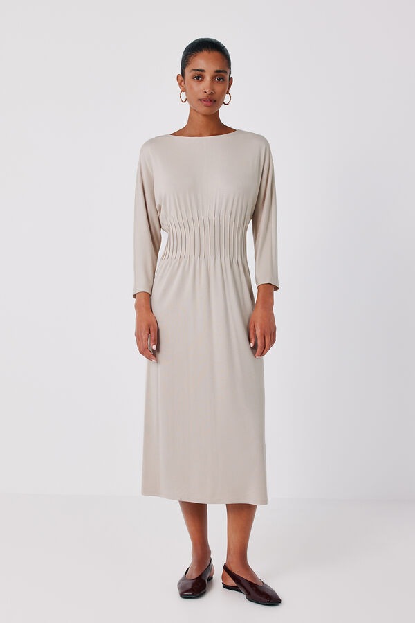 Cortefiel Pleated dress Nude