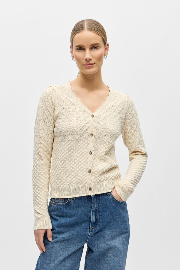 Object Casaco de malha rendada Tostado