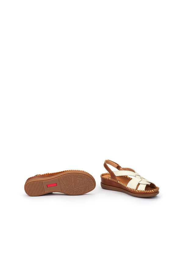 Pikolinos Sand&aacute;lia de pele entran&ccedil;ada para mulher Branco