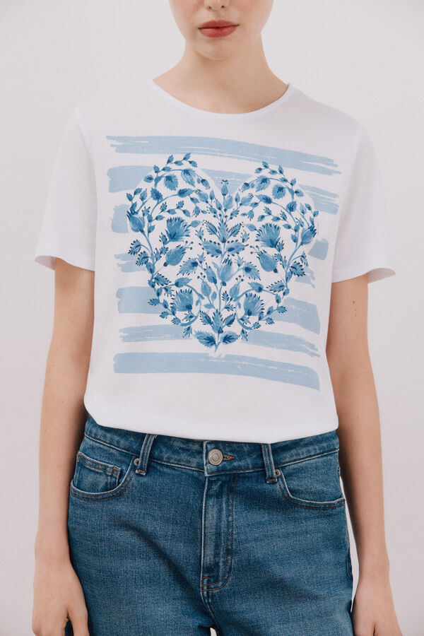Cortefiel Printed t-shirt White