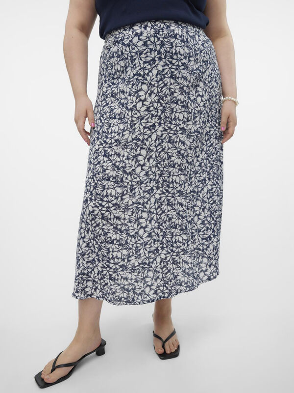 Cortefiel Plus size midi skirt with elasticated waist  Navy