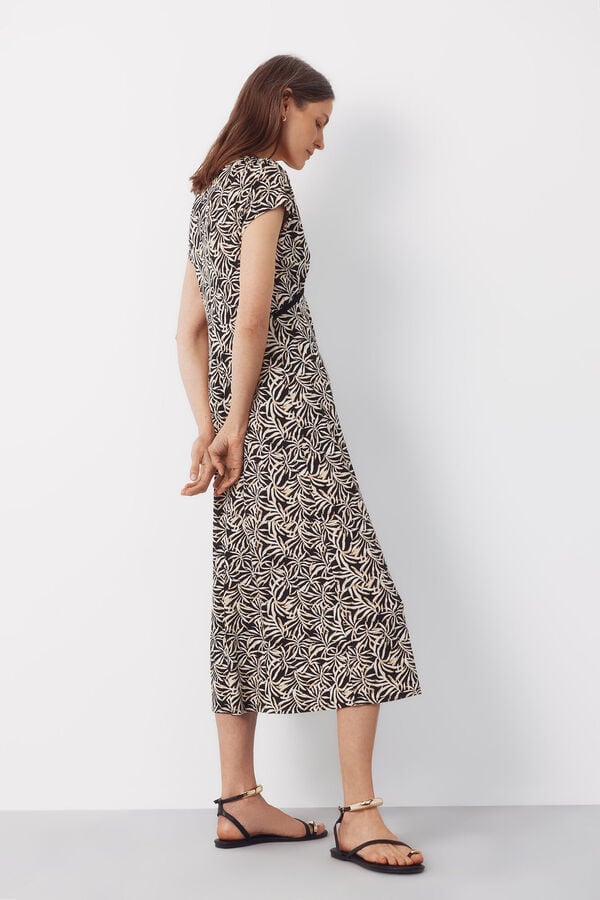 Cortefiel Braided print dress Printed grey
