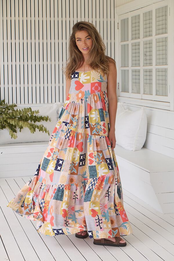 Jaase Vestido comprido boho Impress&atilde;o
