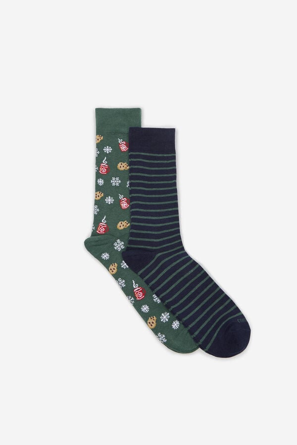 Cortefiel Box of 2 gift socks Dark green
