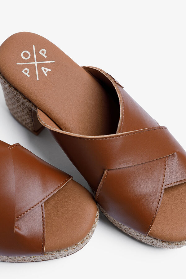 Popa Melibea leather wedge heel sandal Brown