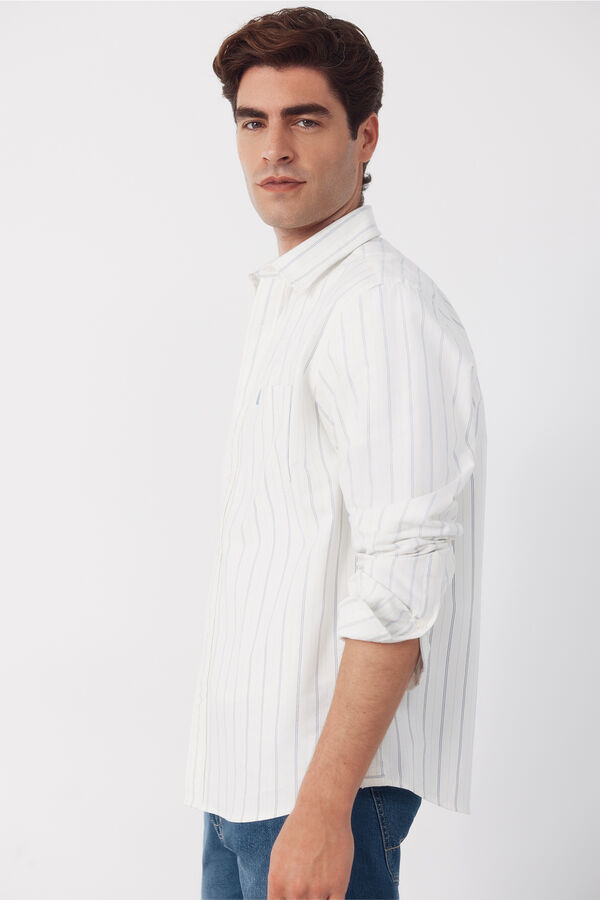 Cortefiel Striped Oxford shirt Ivory