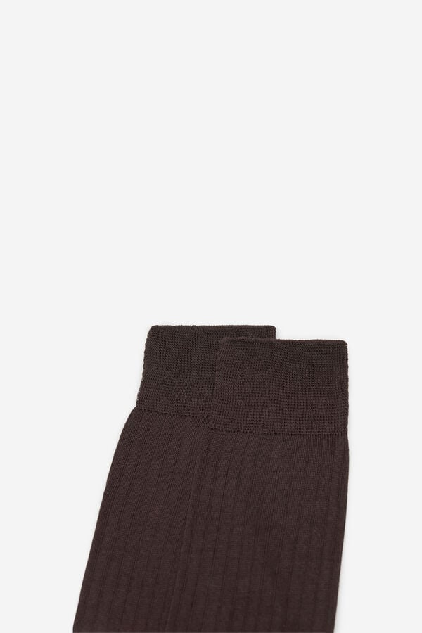 Cortefiel Plain dress socks Dark brown