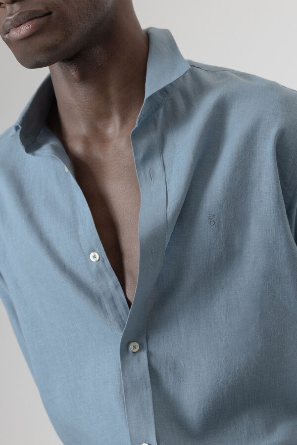 PuroEGO Camisa em linho porcelana Azul