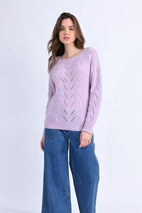 Cortefiel Knit blend long-sleeved jumper Lilac