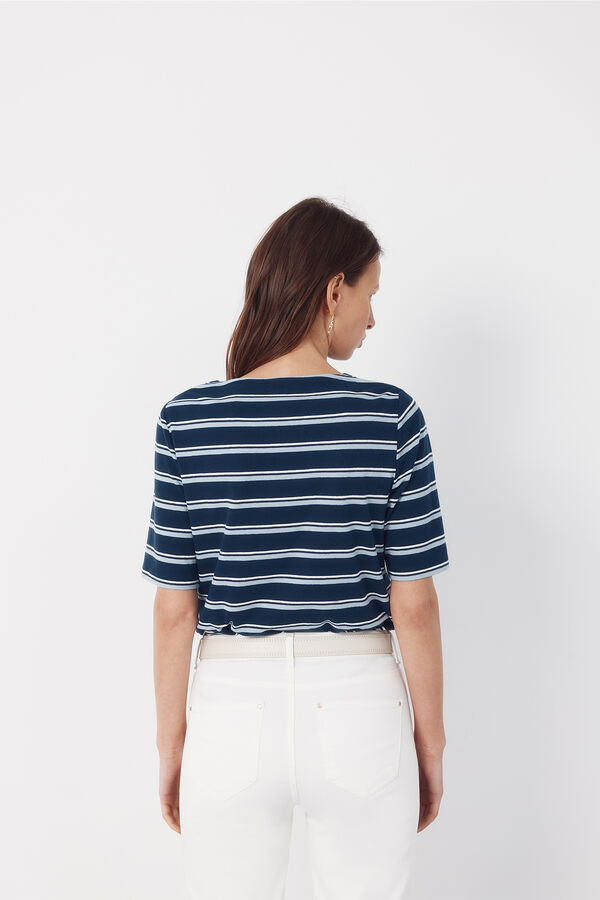 Cortefiel Boat neck t-shirt Blue